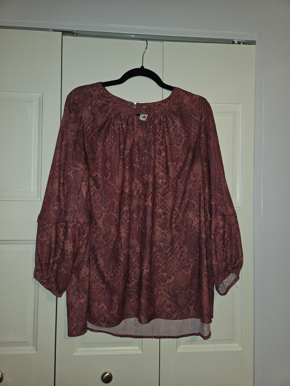 dolan Rust Snake-Print Peasant Tunic